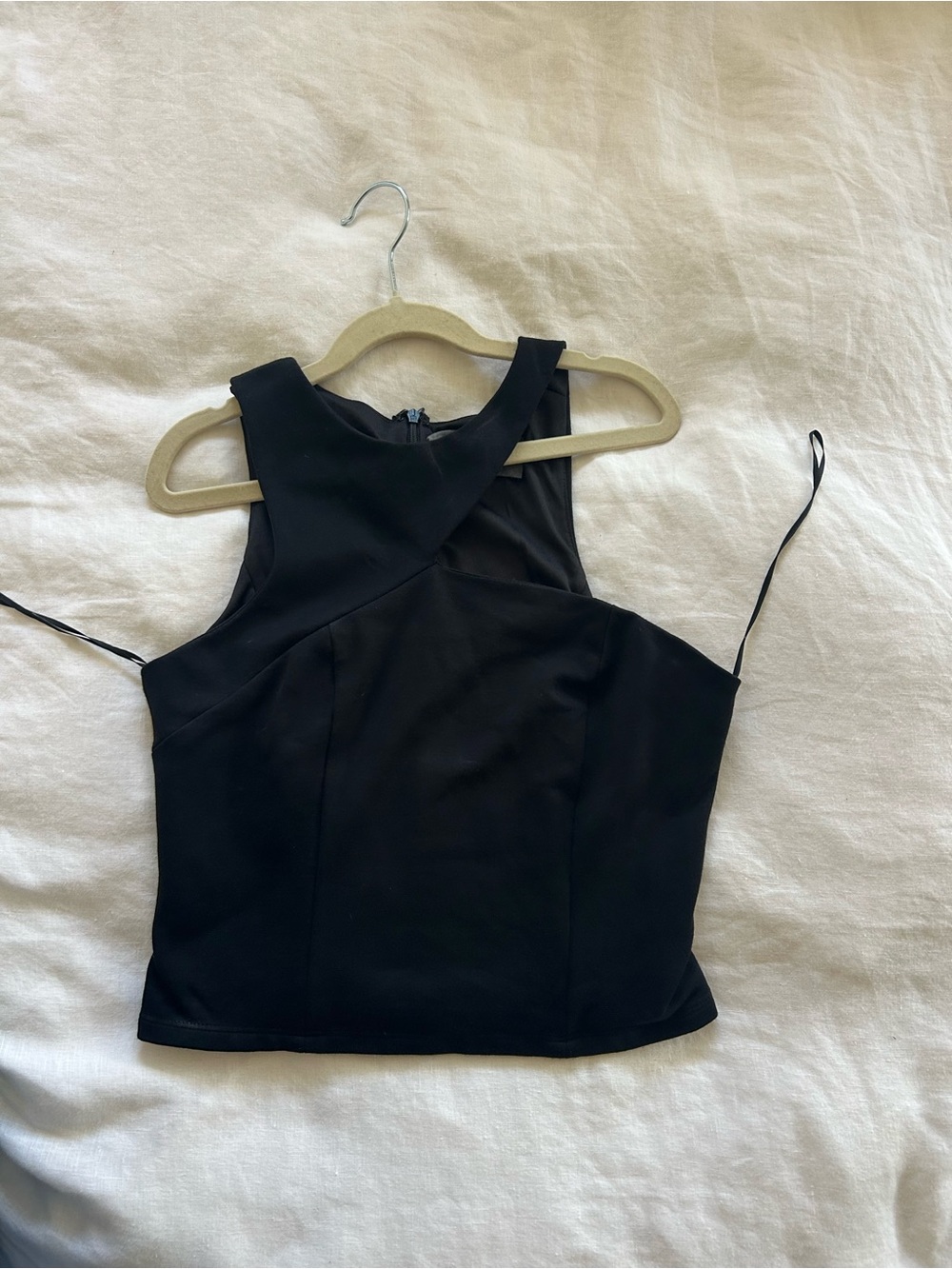 Sunday in Brooklyn Black Sleeveless Cross-Front Crop Top